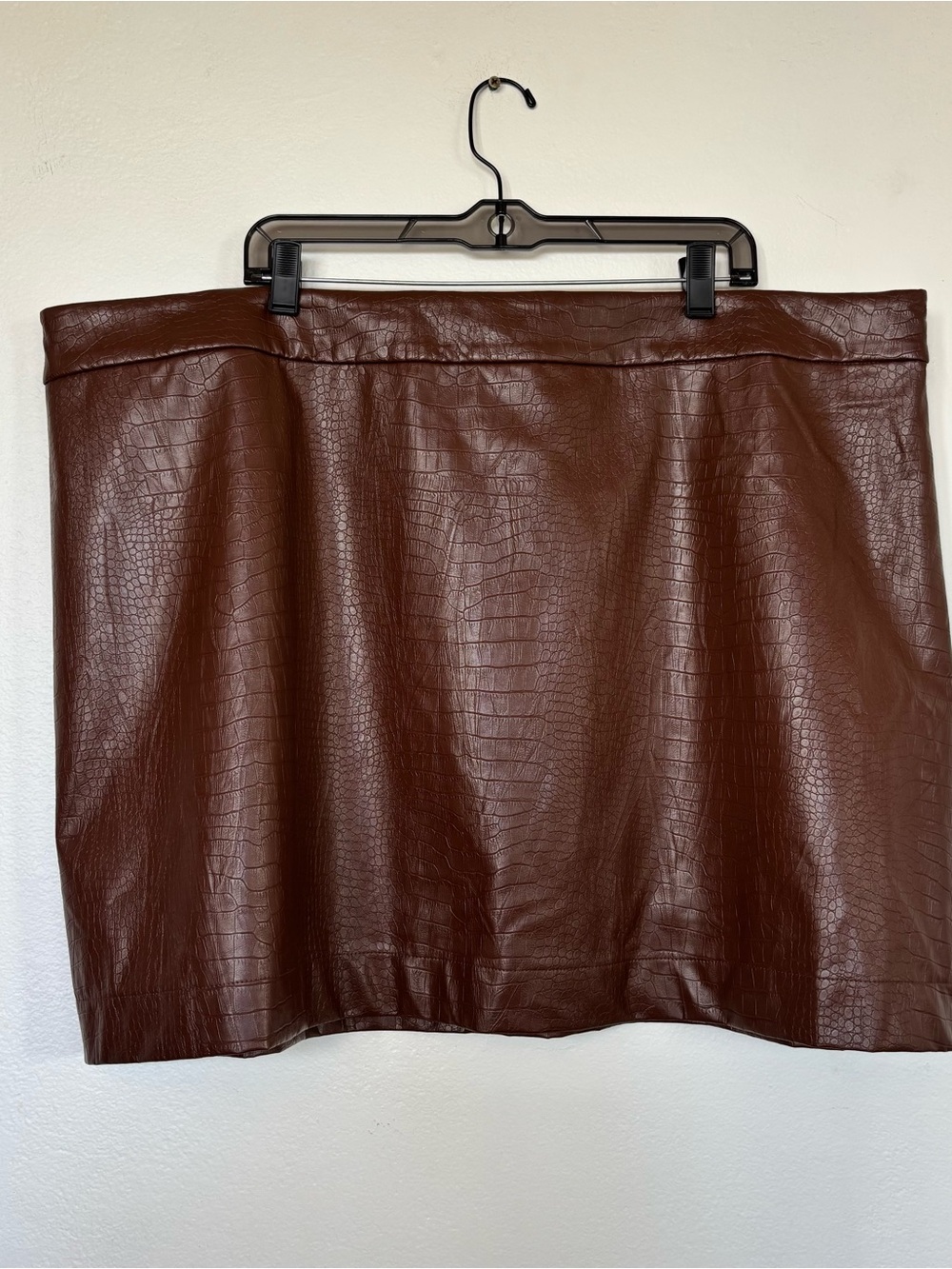 J. Crew Brown Croc Crocodile Embossed Faux Vegan Leather Mini Skirt